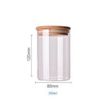 Load image into Gallery viewer, Food Container Bamboo Covered High Borosilicate Food Sealed Glass Tank Kitchen Miscellaneous Grain Storage Boxes

