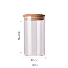Load image into Gallery viewer, Food Container Bamboo Covered High Borosilicate Food Sealed Glass Tank Kitchen Miscellaneous Grain Storage Boxes
