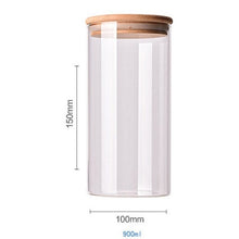 Load image into Gallery viewer, Food Container Bamboo Covered High Borosilicate Food Sealed Glass Tank Kitchen Miscellaneous Grain Storage Boxes
