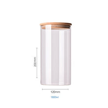 Load image into Gallery viewer, Food Container Bamboo Covered High Borosilicate Food Sealed Glass Tank Kitchen Miscellaneous Grain Storage Boxes
