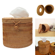 Load image into Gallery viewer, Tissue Box Rattan Manual Woven Toilet Living Room Creativity Tissue Box Napkins Bathroom Accessory
