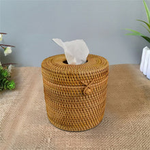 Load image into Gallery viewer, Tissue Box Rattan Manual Woven Toilet Living Room Creativity Tissue Box Napkins Bathroom Accessory
