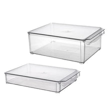 Load image into Gallery viewer, Kitchen Refrigerator Storage Box Slide Plastic Freezer Fridges Space Saver Holder Food Container Organizer Rack Shelf With Cover
